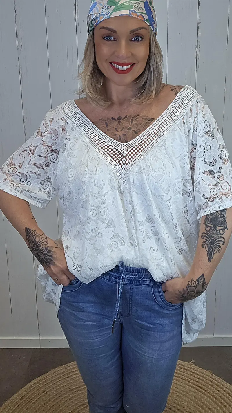 Freja blonde topp Hvit