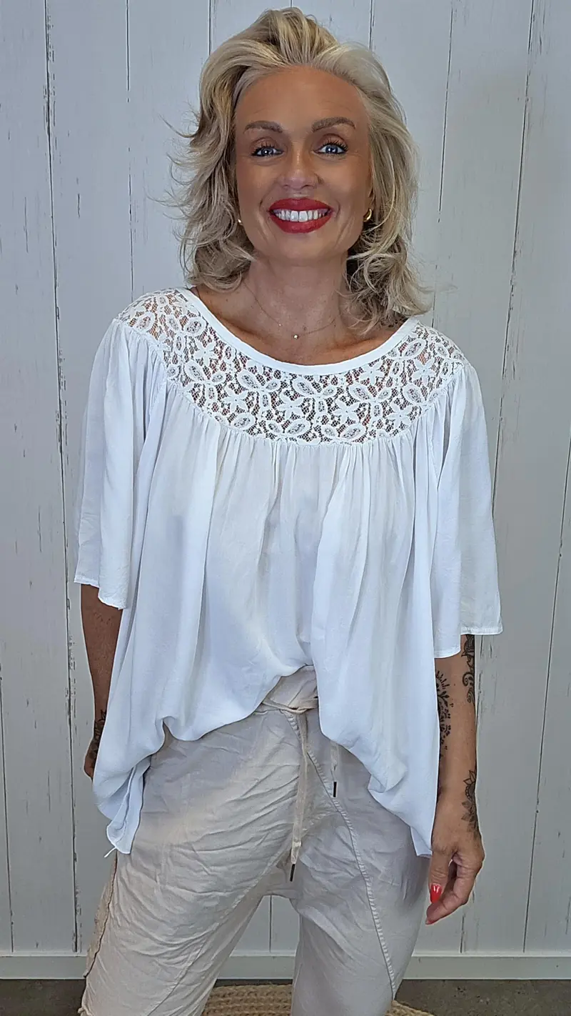 Freja blonde topp Hvit