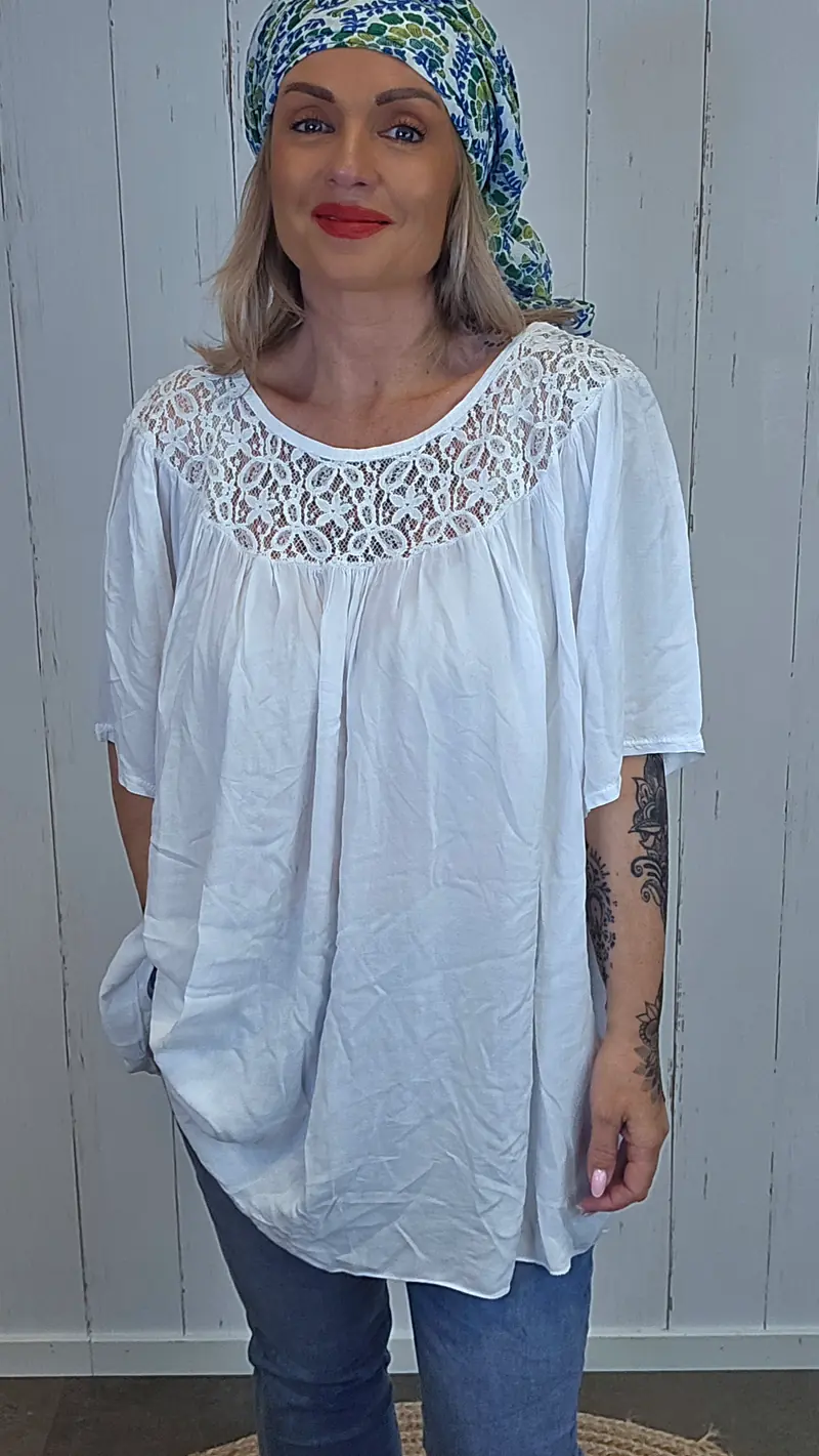 Freja blonde topp Hvit