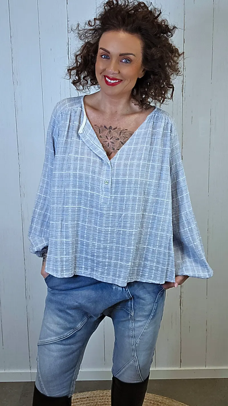 Freja bomullsbluse blå