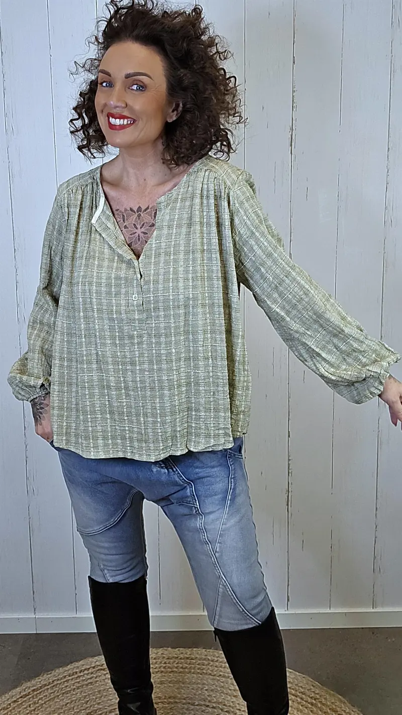 Freja bomullsbluse grønn