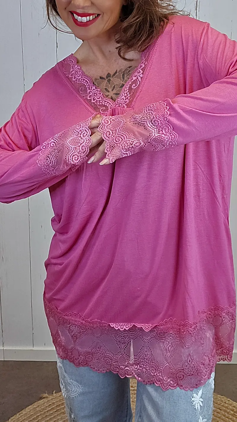Frenchy topp mørk rosa