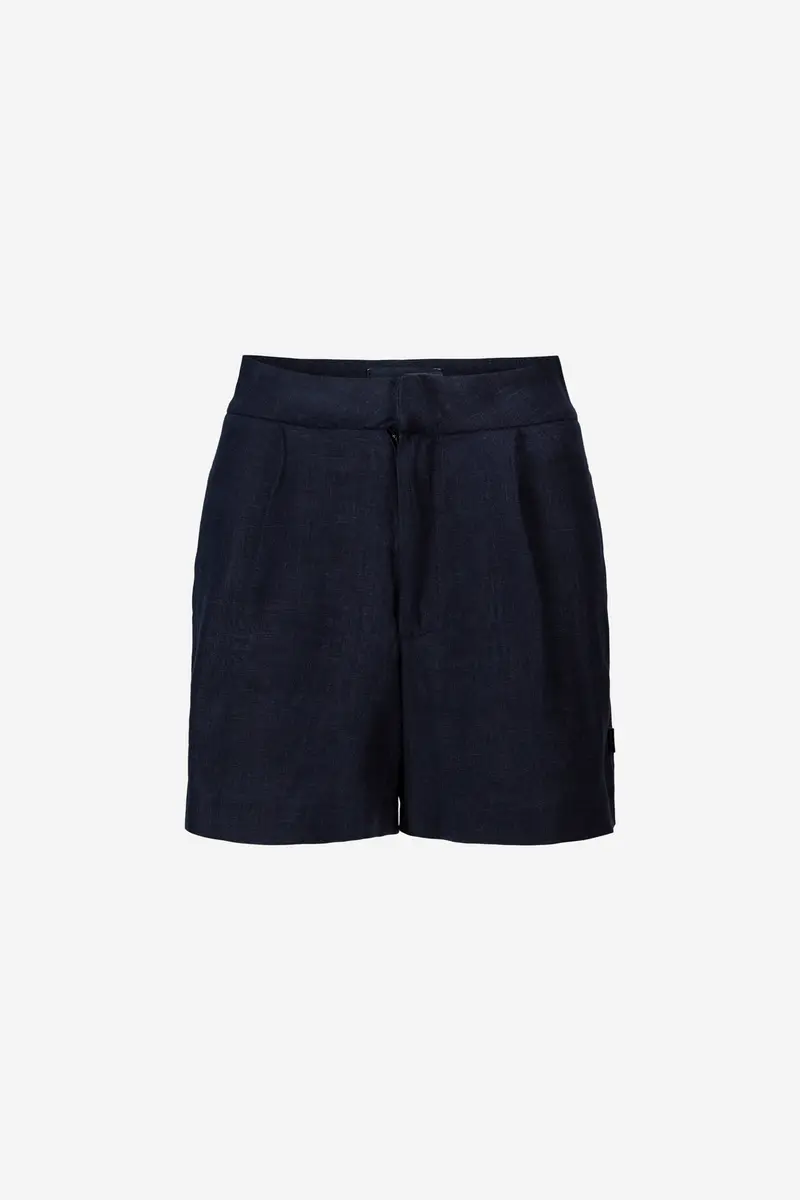 Freya Solid Linen Shorts Navy