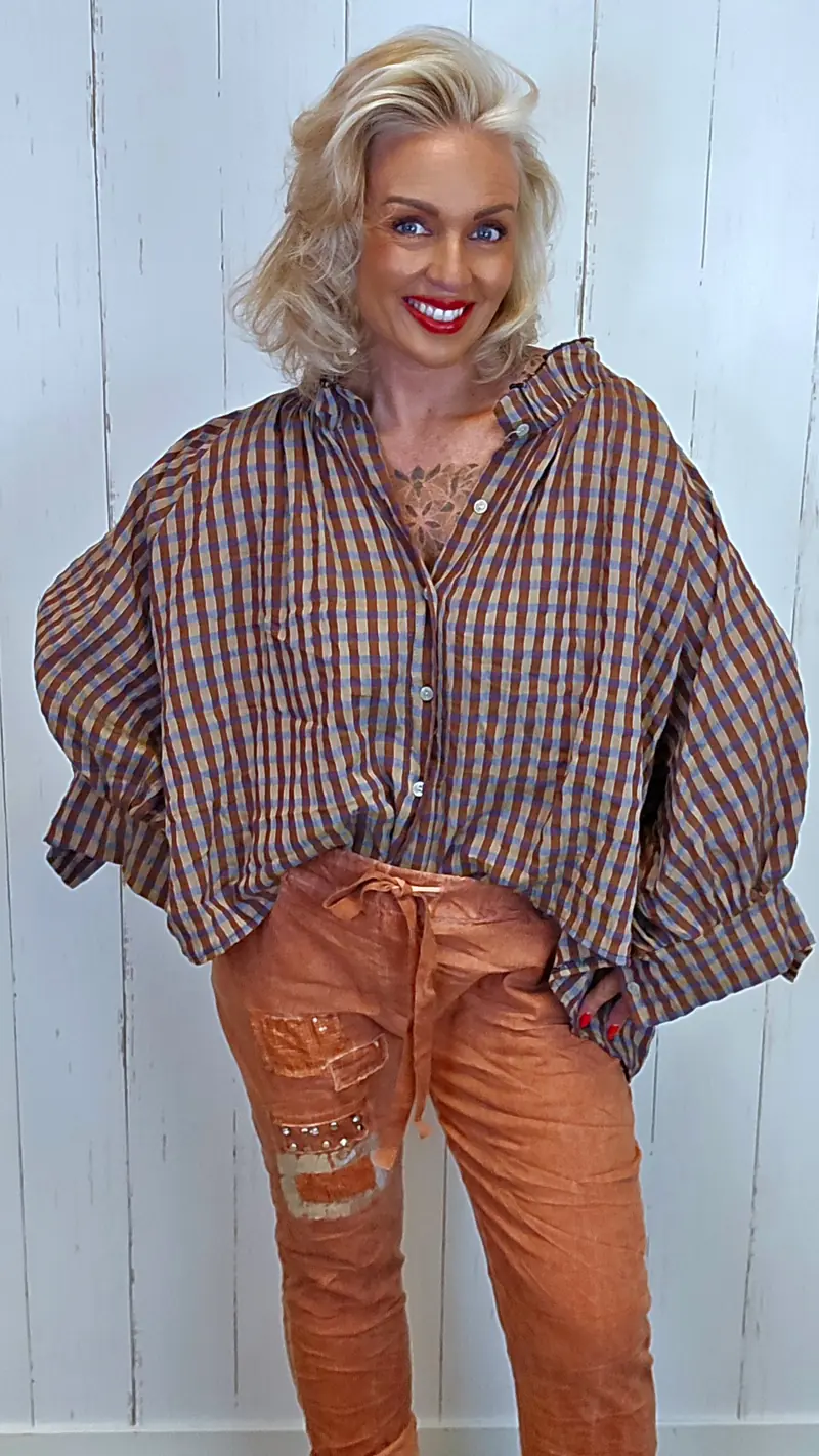 Frida rutete skjorte brun