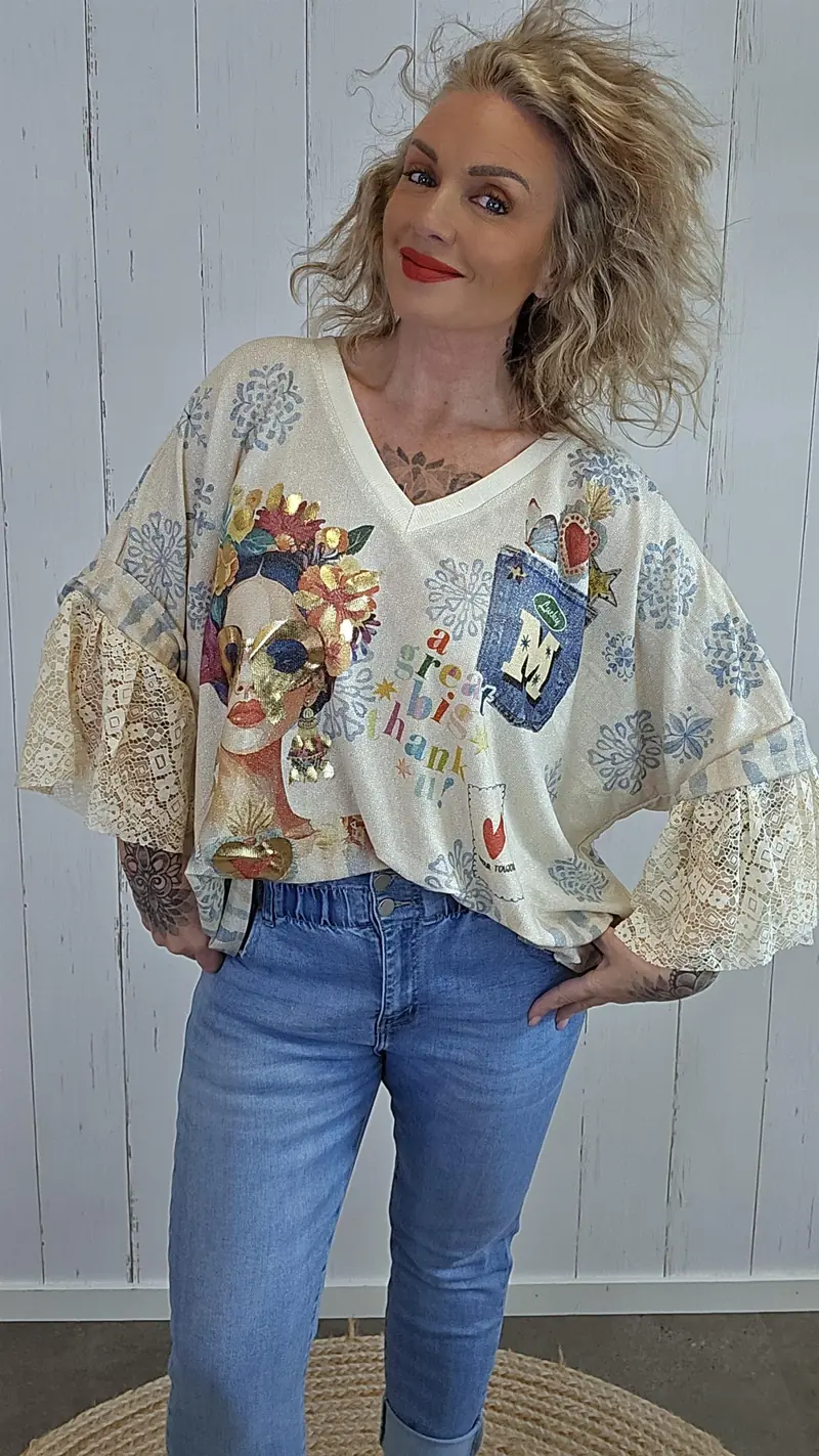 Frida topp med print