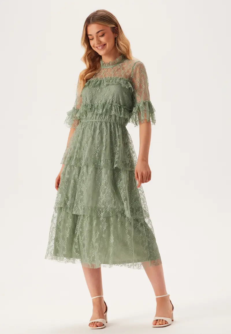 Frill Lace Midi Dress