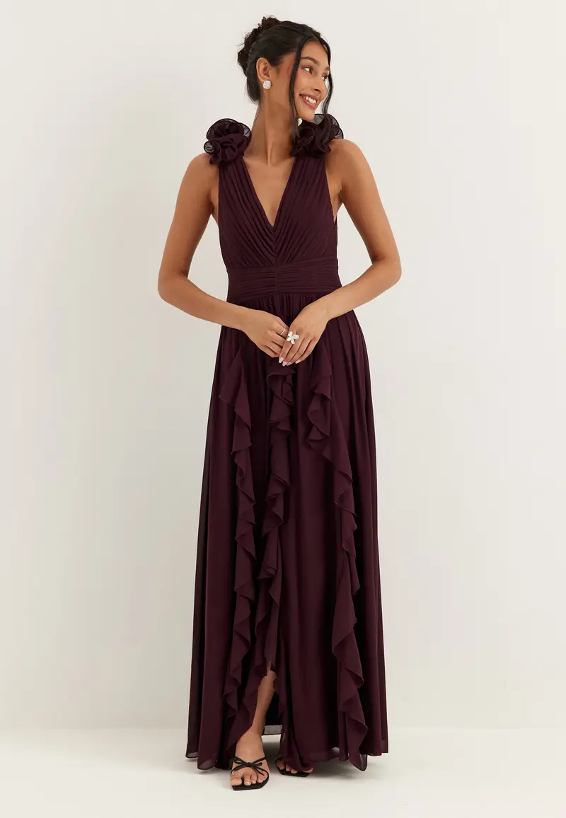 Frill Ruffle Chiffon Gown