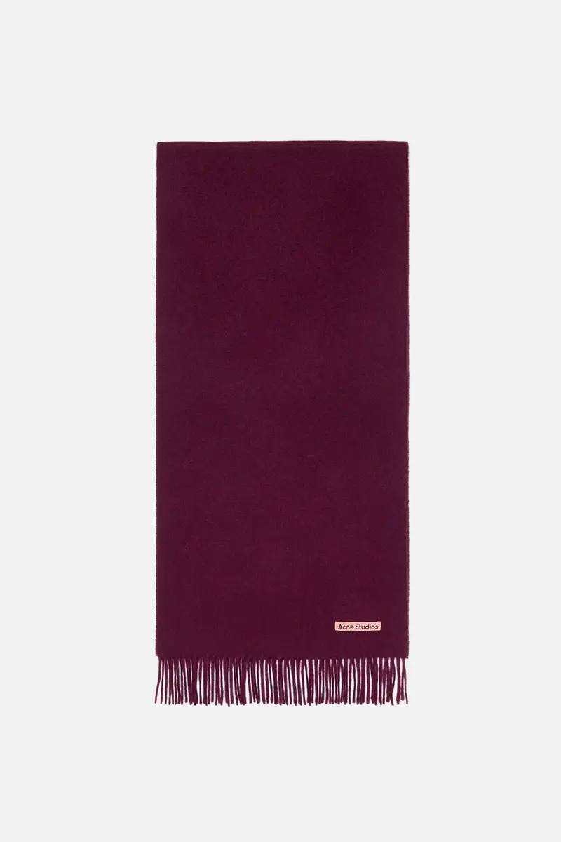 Fringe Wool Scarf Burgundy Melange