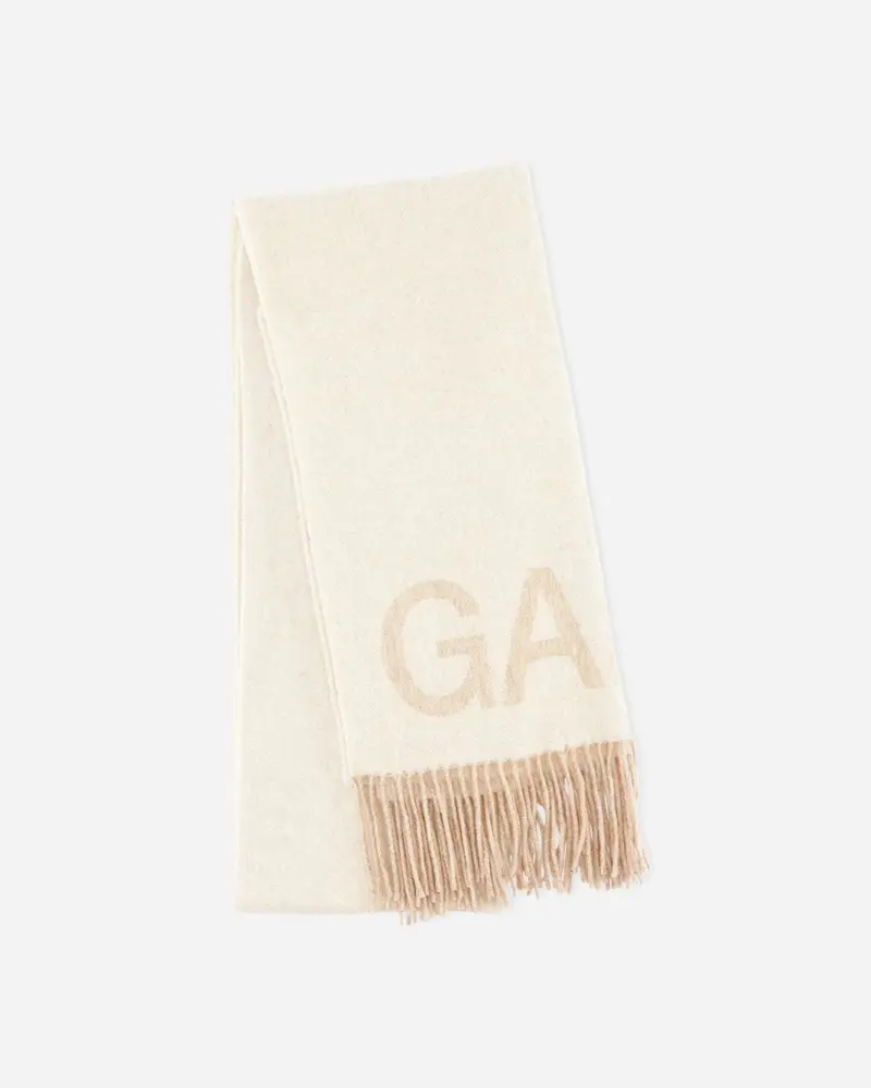 Fringed Wool Scarf - Egret