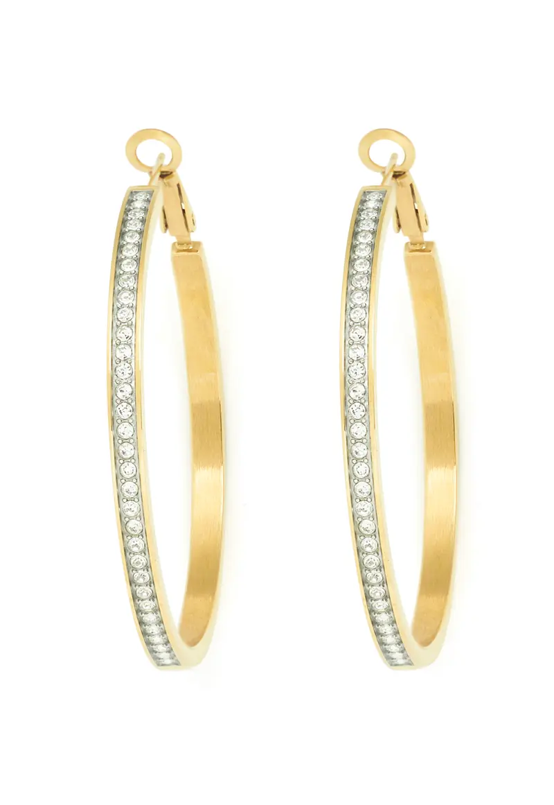 Front Crystal Pave Hoops