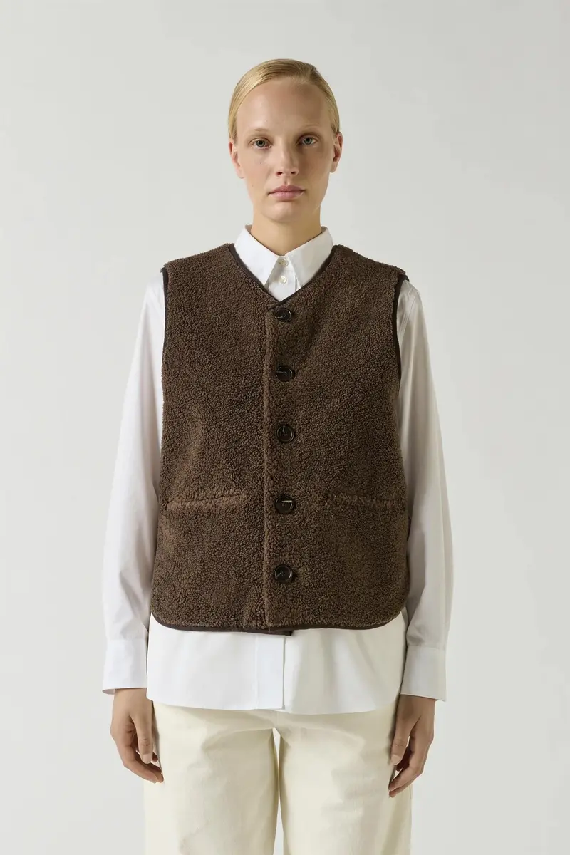 Fusil Waistcoat Faux Fur Marron