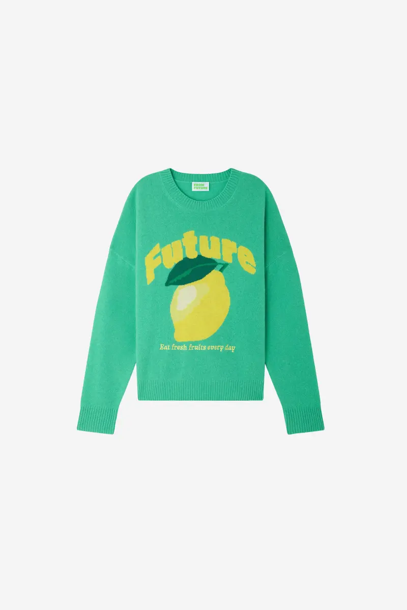 Future Intarsia Crewneck Garden Party Green