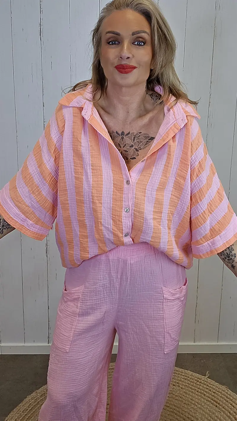 Gaia skjorte striper rosa