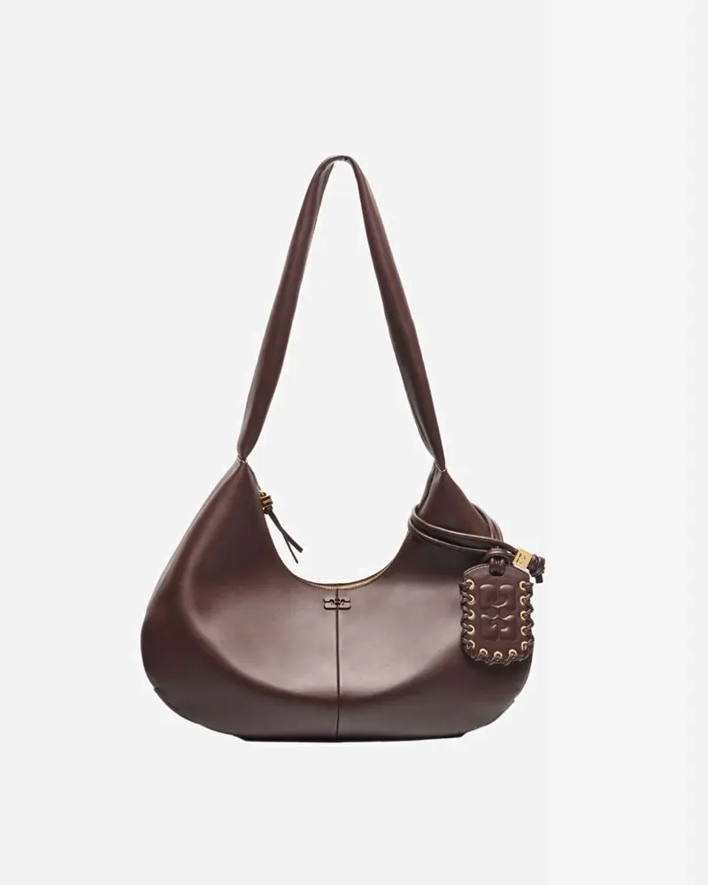Ganni Bou Bag Hobo - Seal Brown