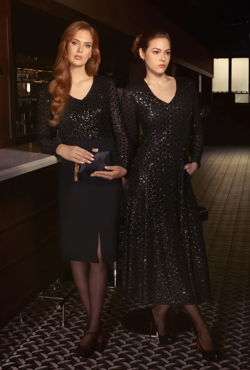 Geo-seq dress Black
