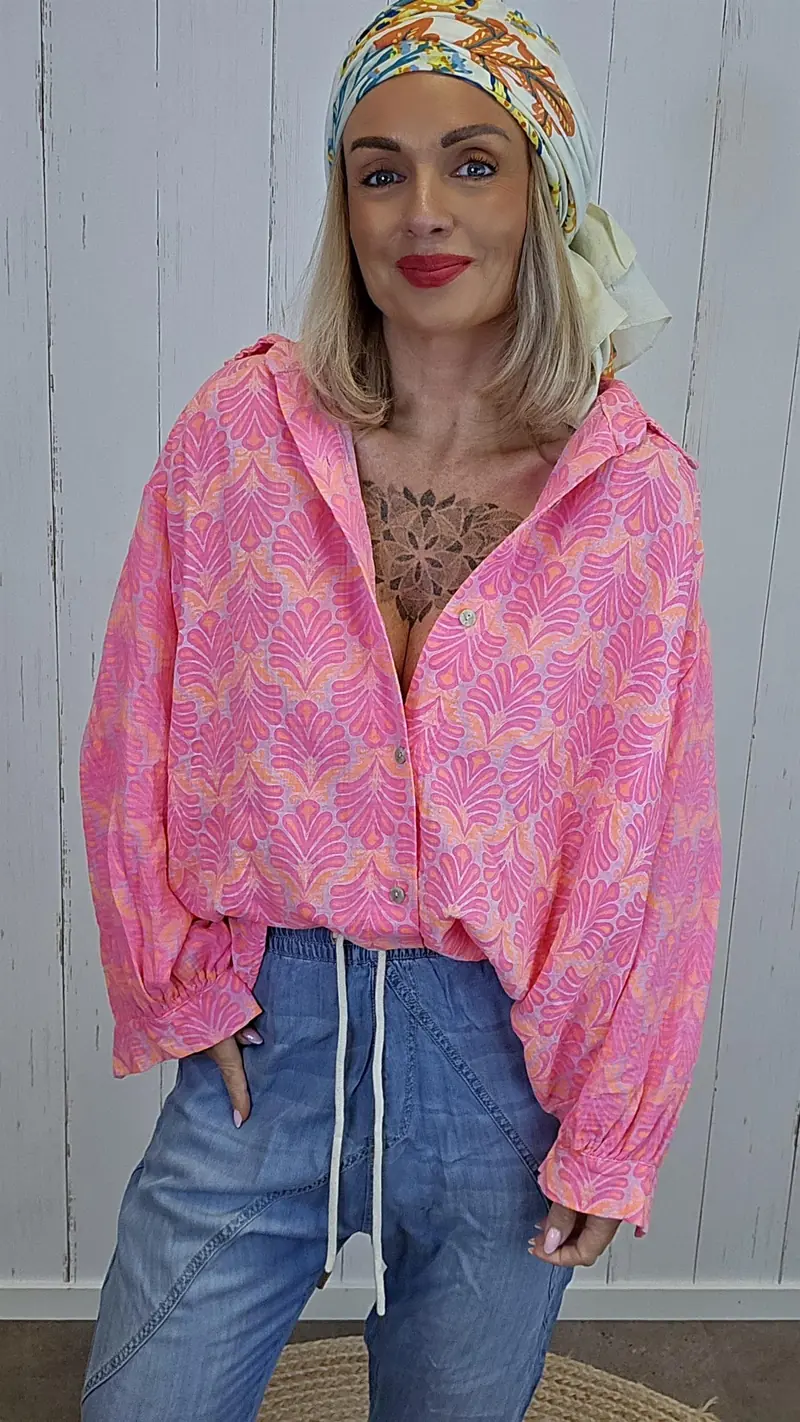 Gina mønstret skjorte rosa
