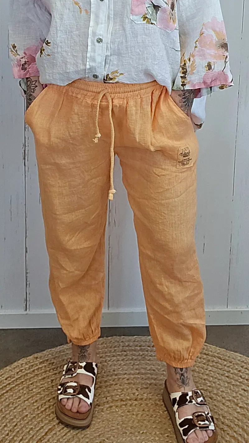 Ginny linbukse med strikk orange