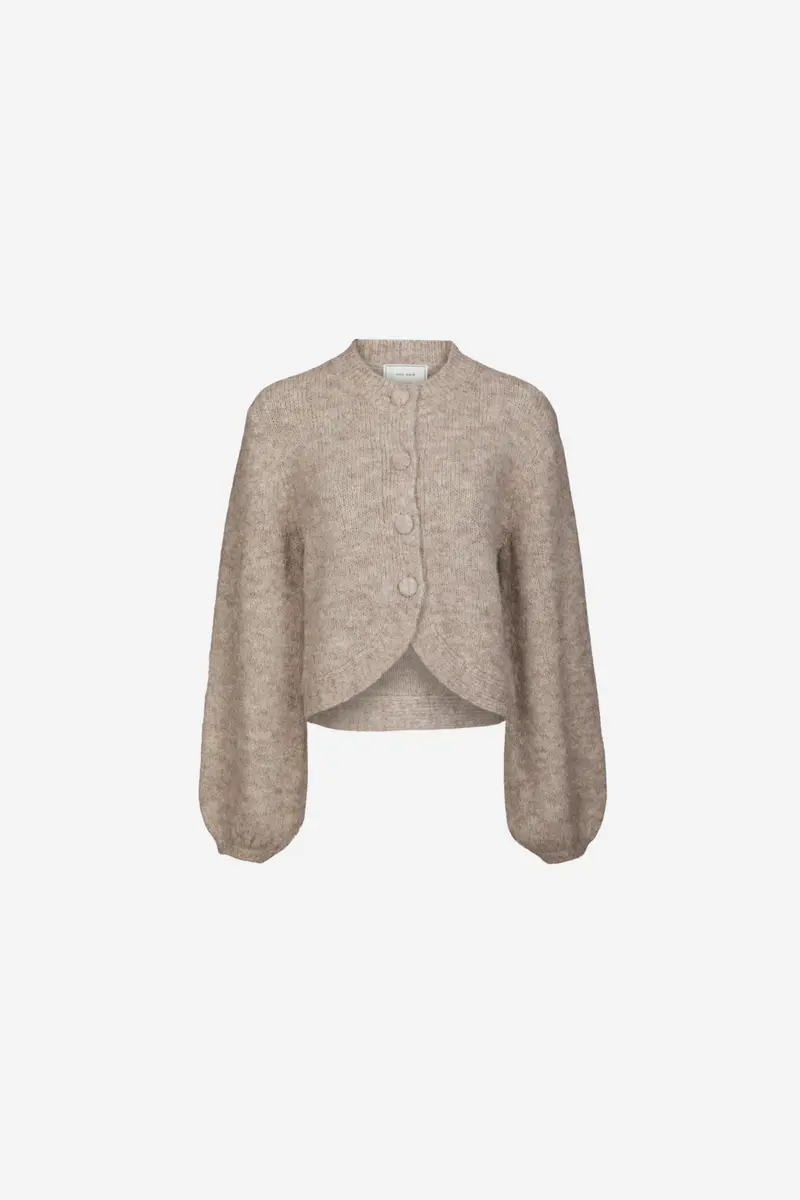 Gio Fluffy Knit Cardigan Beige Melange