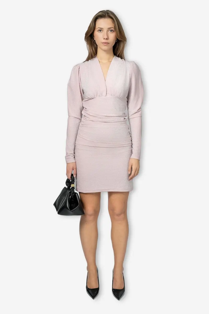 Glitter Jersey Mini Dress Dusty Pink
