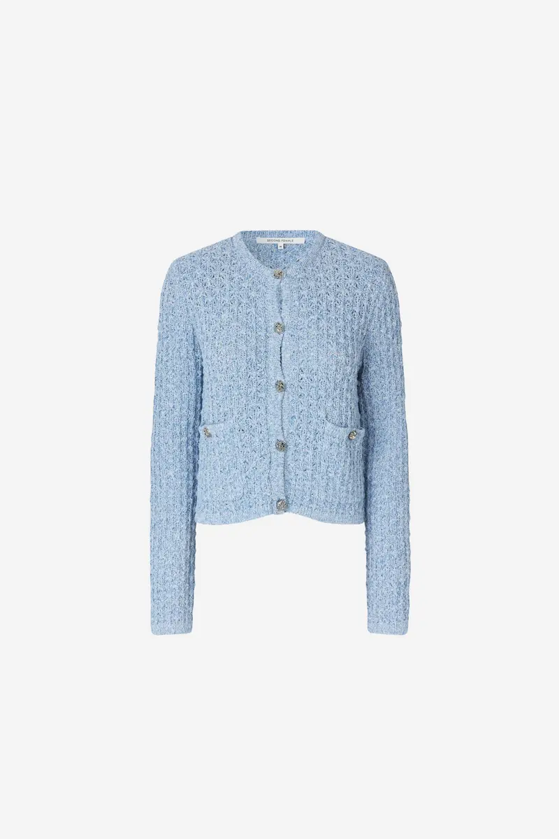 Grenadel Knit Cardigan Powder Blue