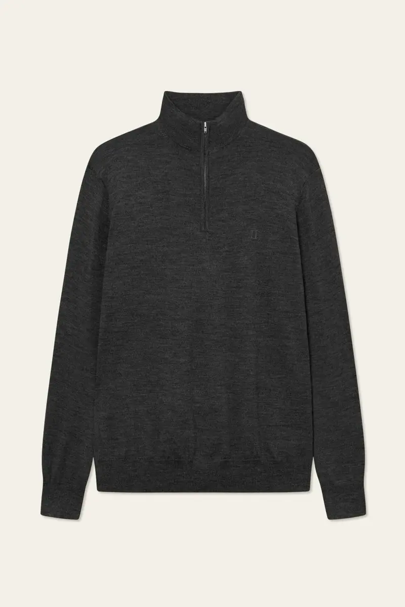 Greyson Half-Zip Merino Knit Dark Grey Melange