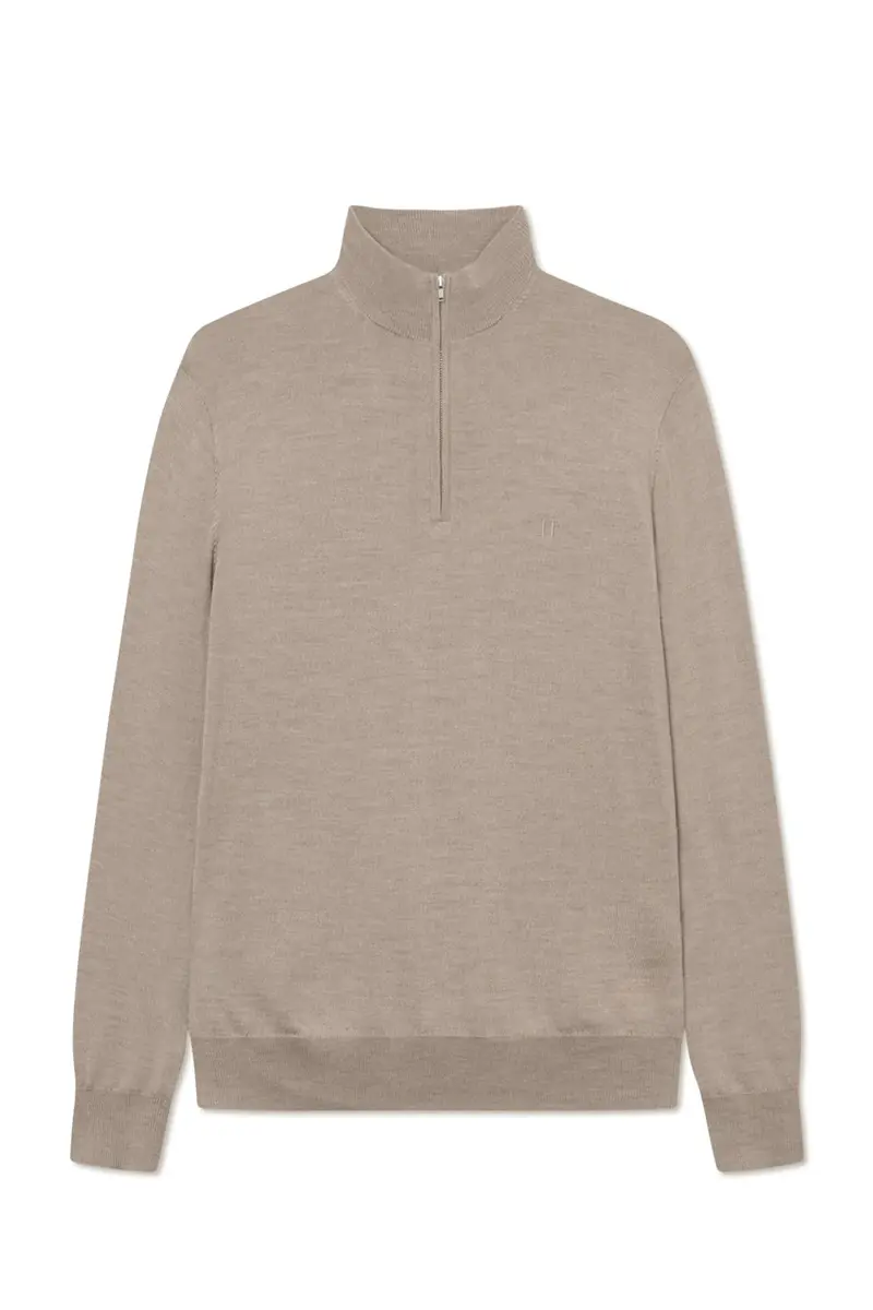 Greyson Half-Zip Merino Knit Dark Sand Melange