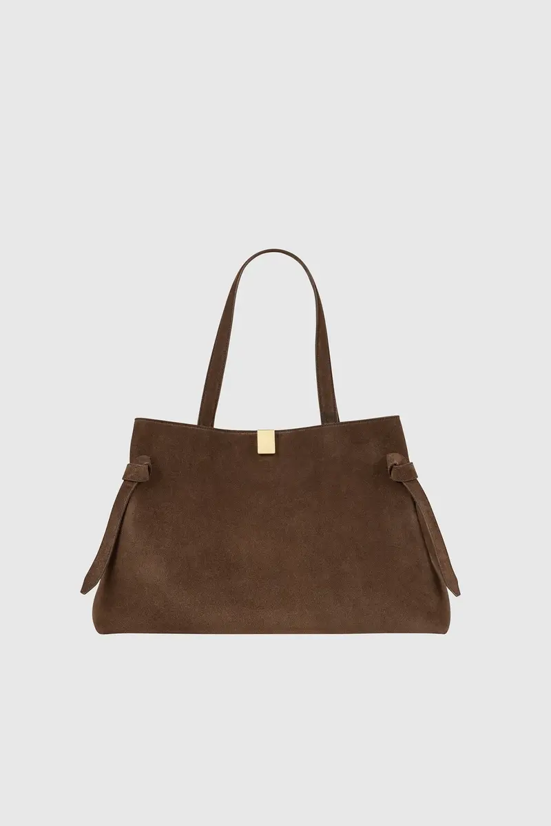 Gyoza Suede Tote Chocolate