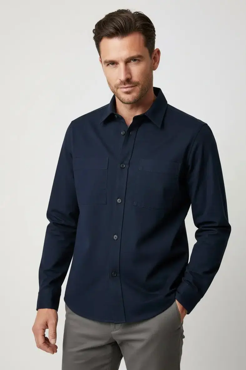 H-Owen-K-2PP-261 Overshirt Dark Blue