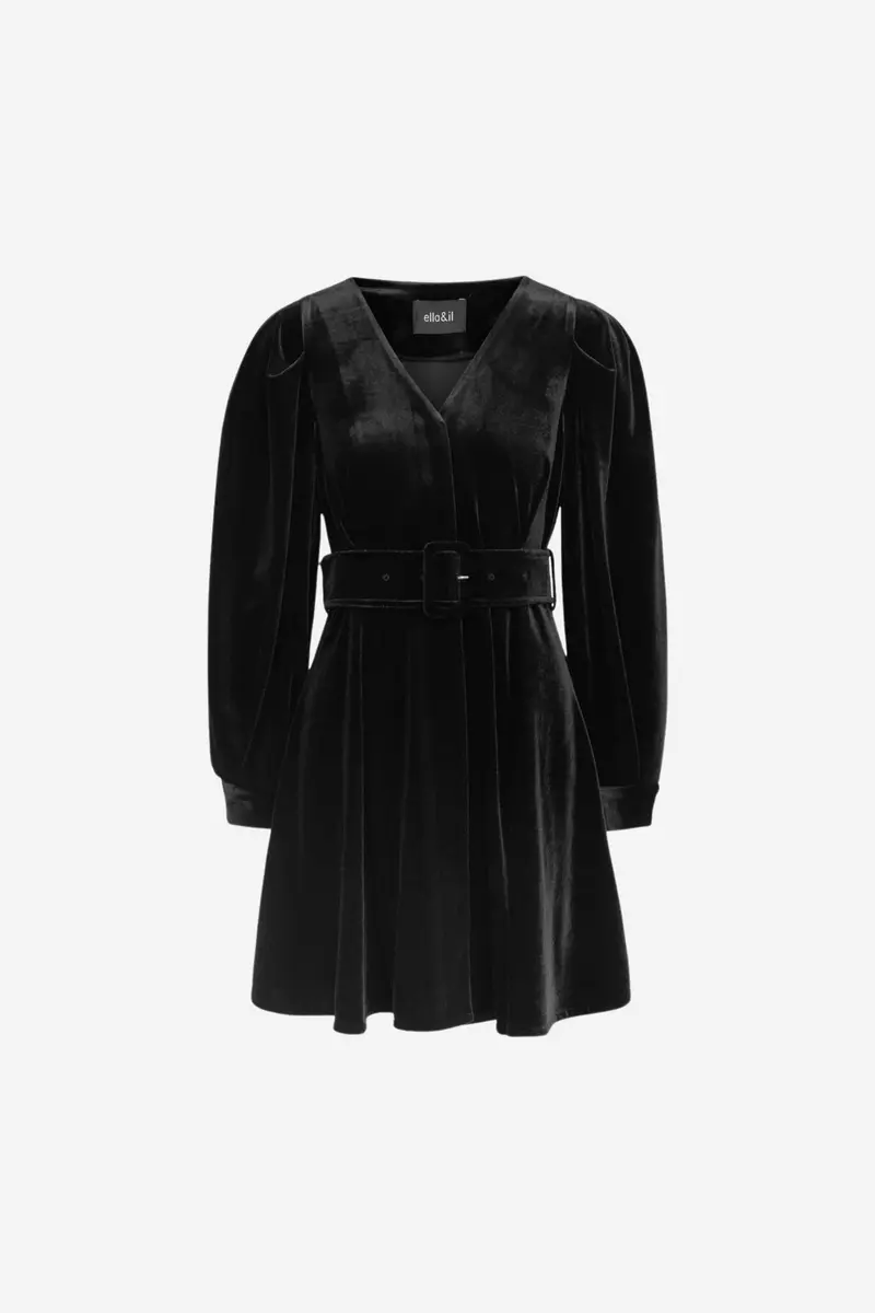 Hadley Velour Dress Black