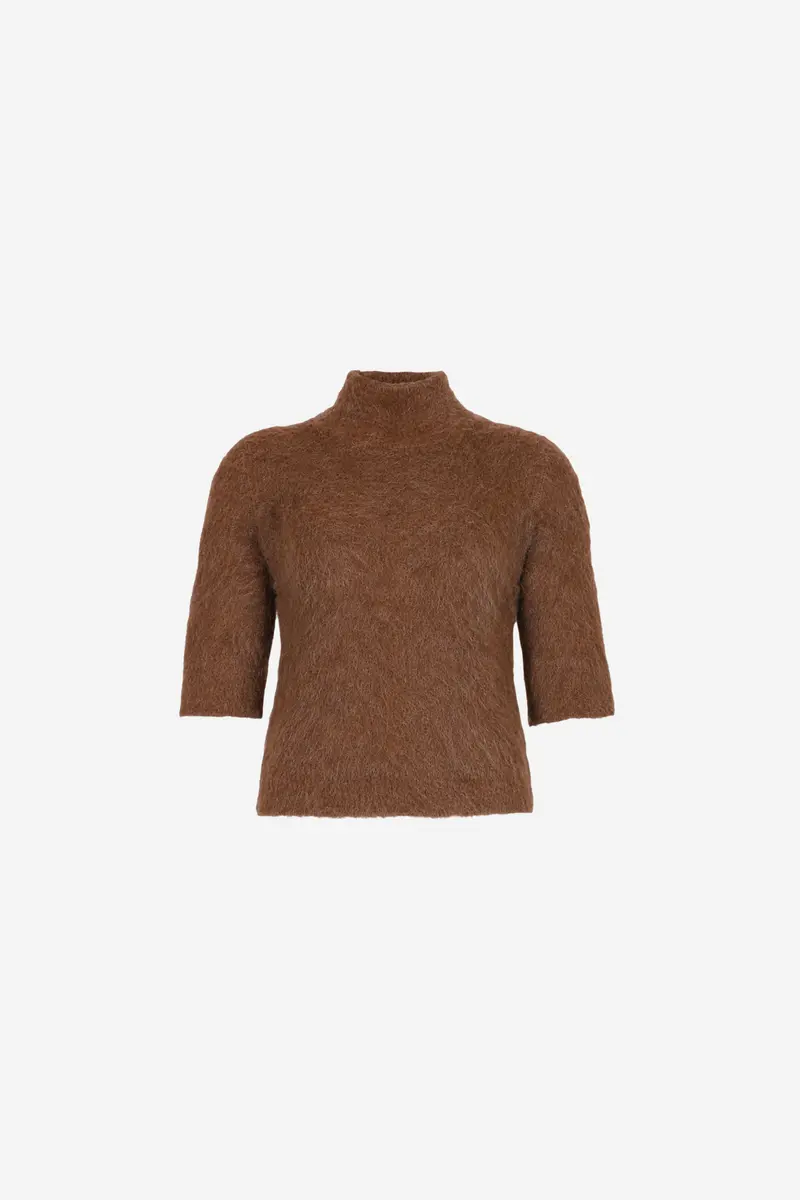 Hairy Knit Turtleneck Brown