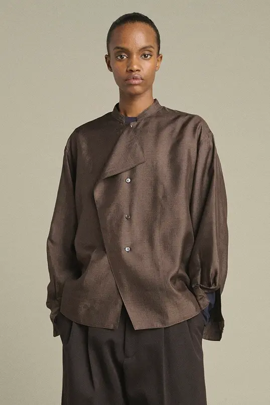 Hampton Silk Blouse Marron Fonce