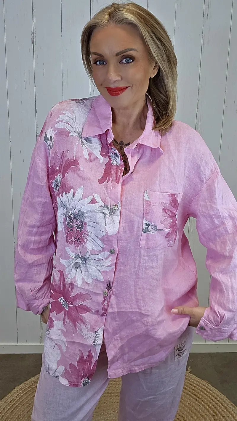 Hanna linkjorte med print rosa