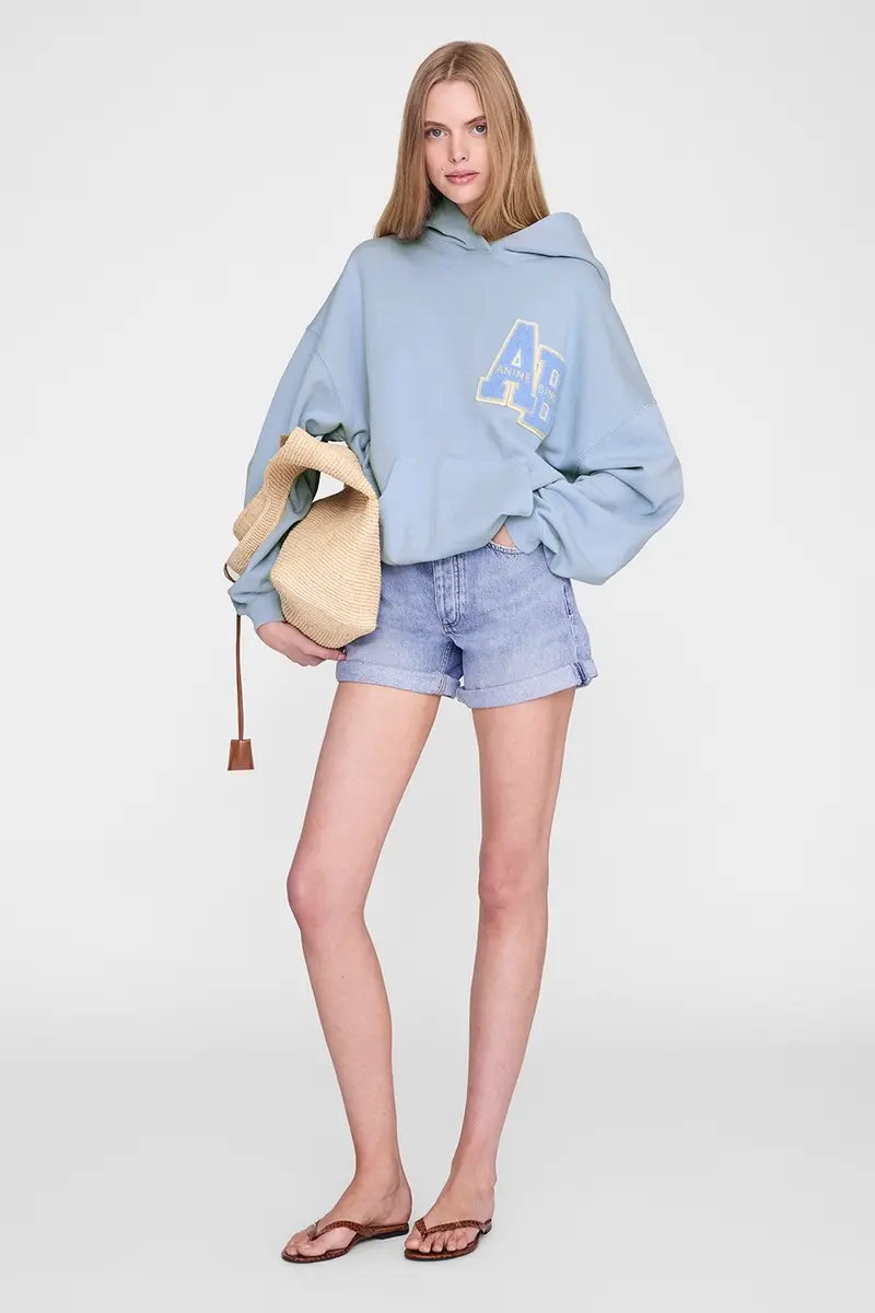 Harvey Sweatshirt Letterman Washed Light Blue