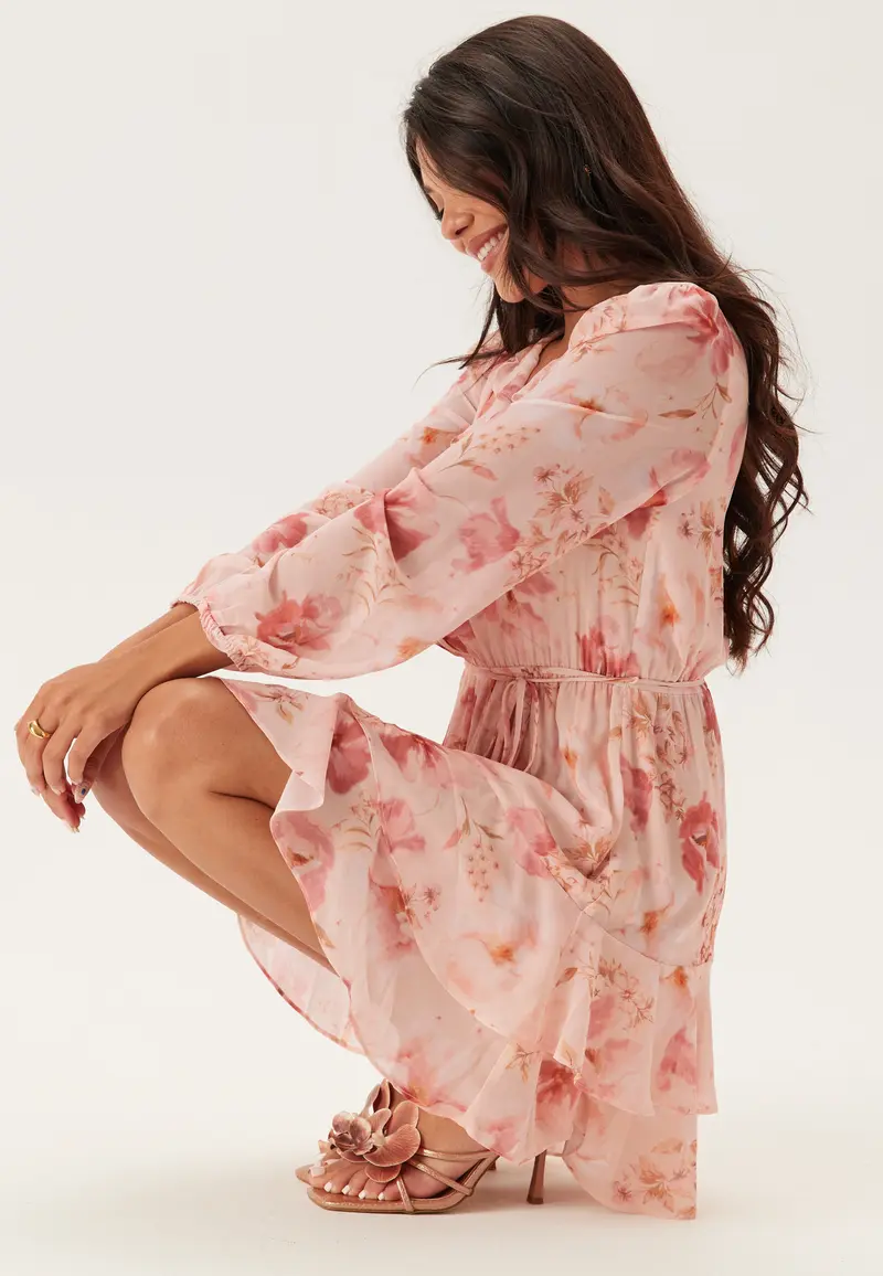Heather Ruffle Long Sleeve Mini