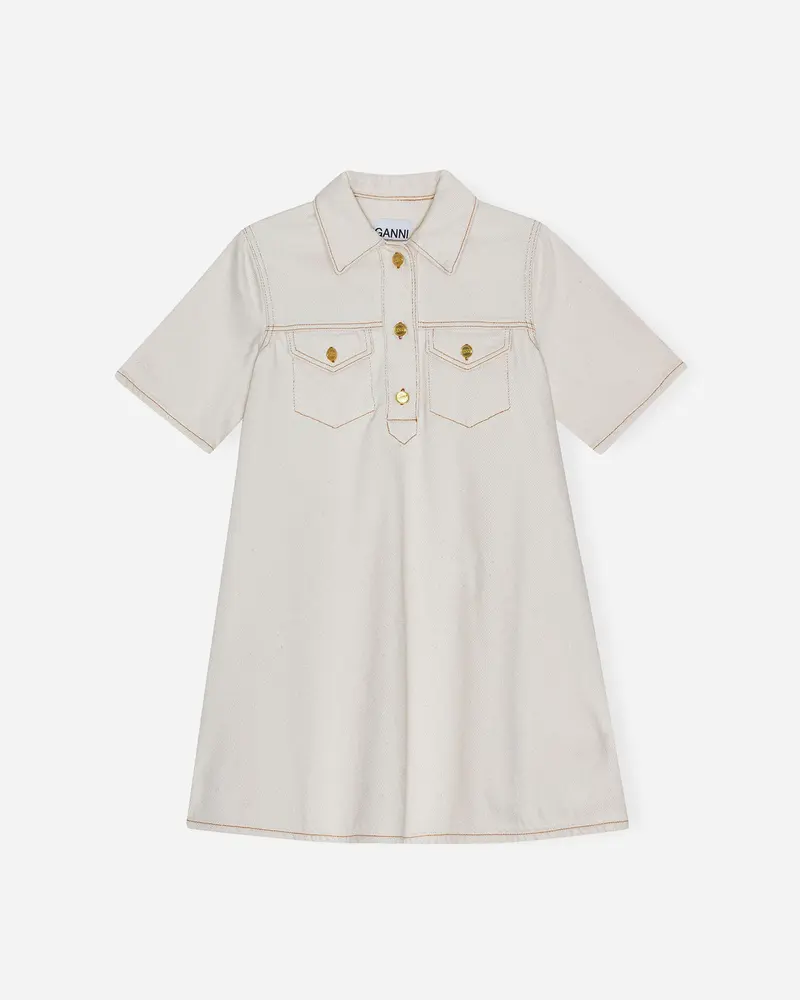Heavy Denim Mini Dress - Egret