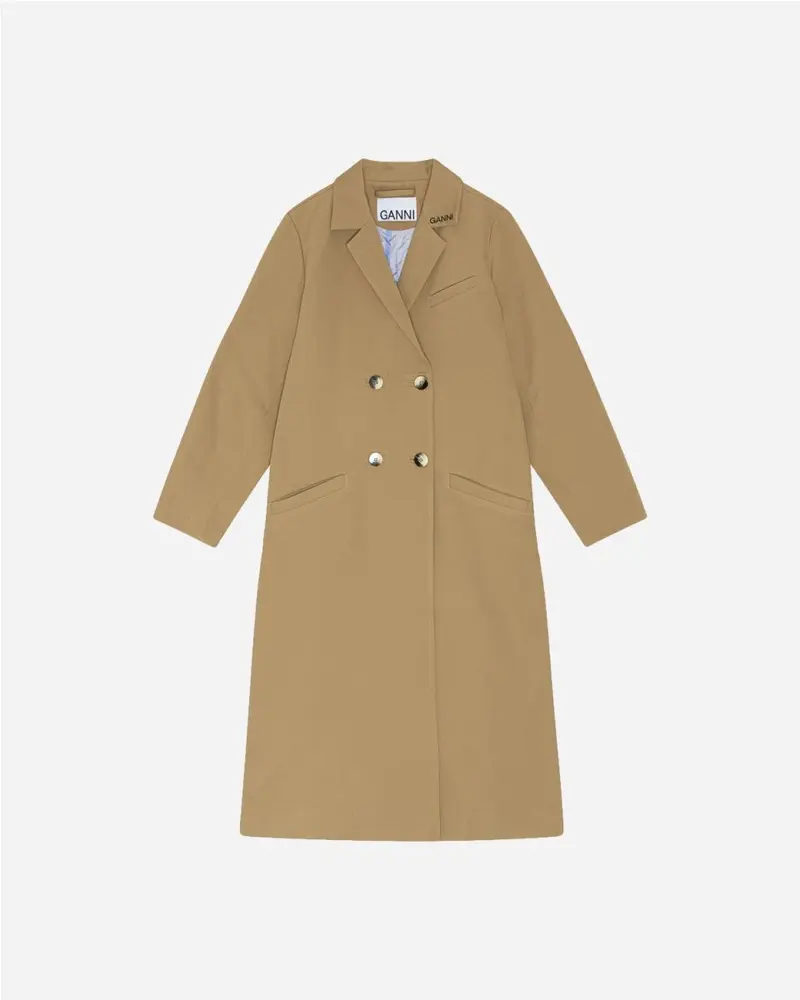 Heavy Twill Double Breasted Coat - Petrified Oak