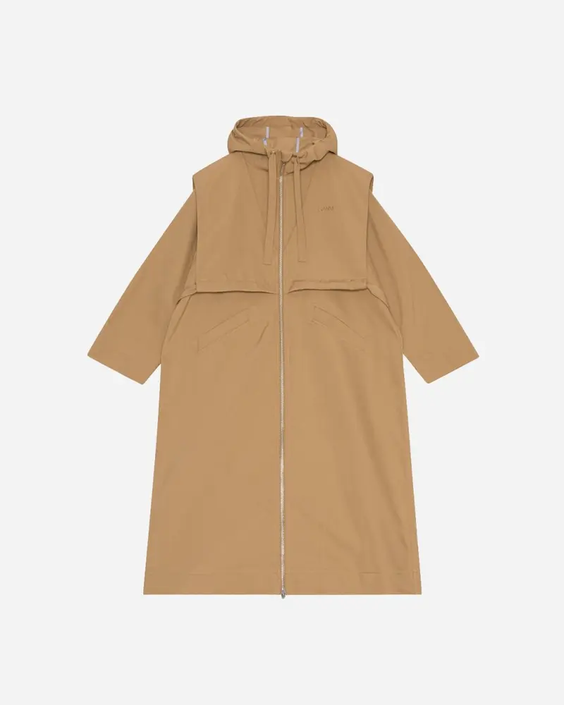Heavy Twill Oversized Zipper Coat - Petrified Oak