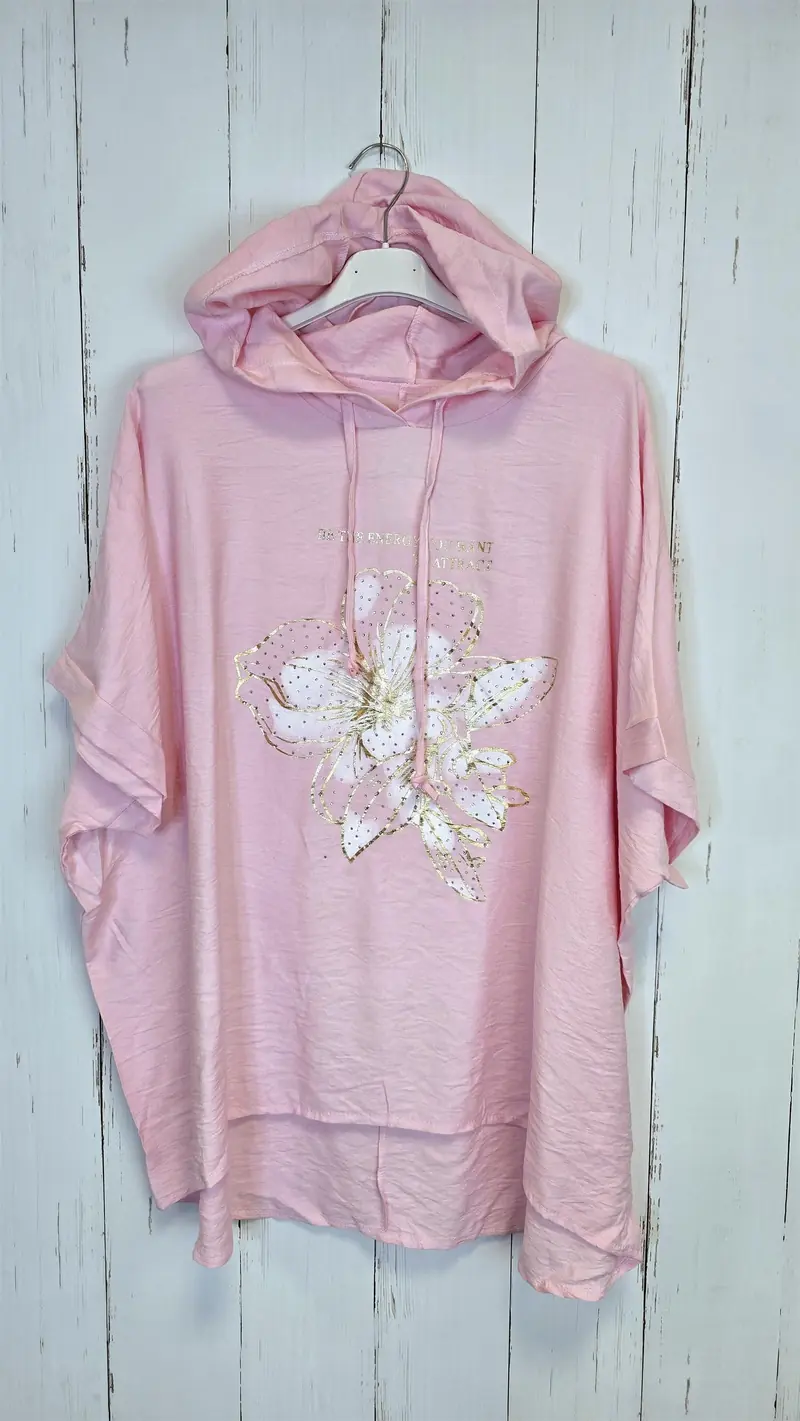 Hedda hettetopp med print rosa
