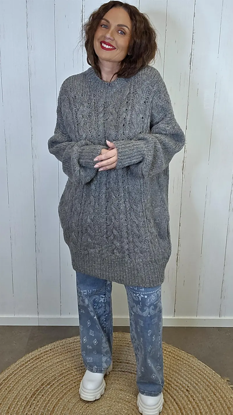 Hedda Strikkekjole mørk grå