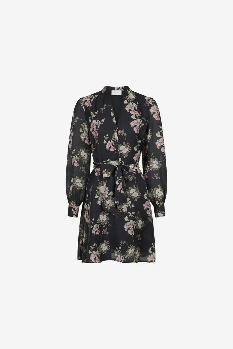 Heidi Print Flower Dress Black