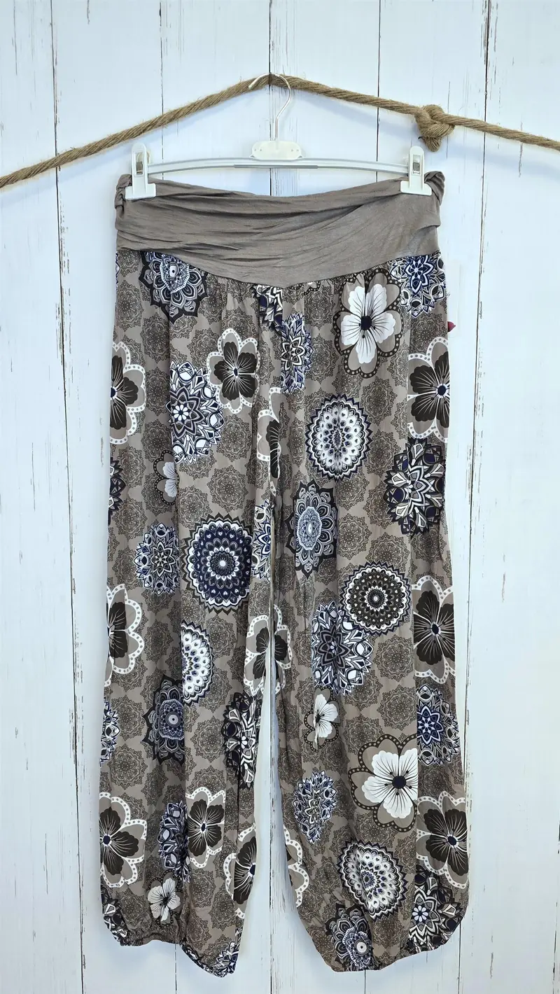 Henriette bukse med print taupe
