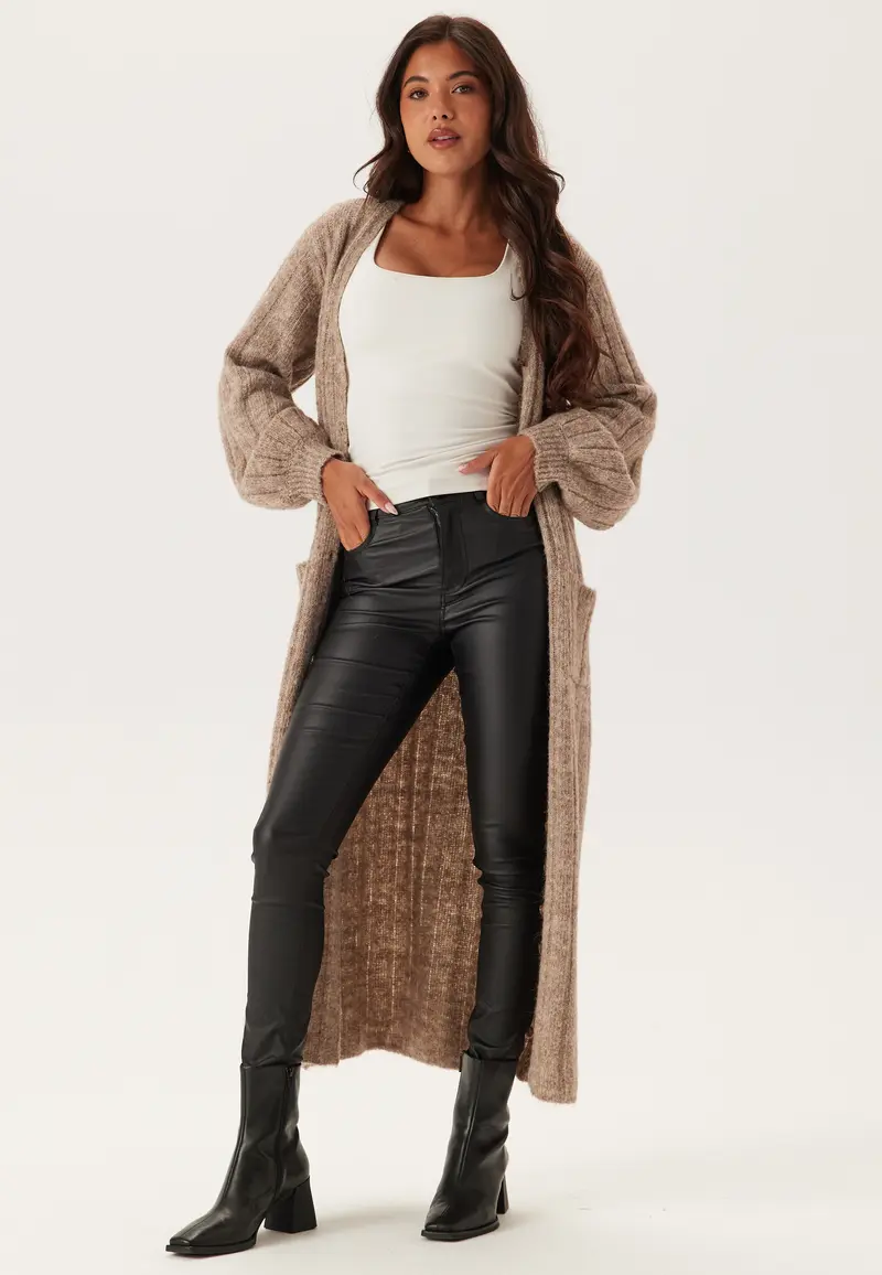 High Waist Slim Coated Jeans