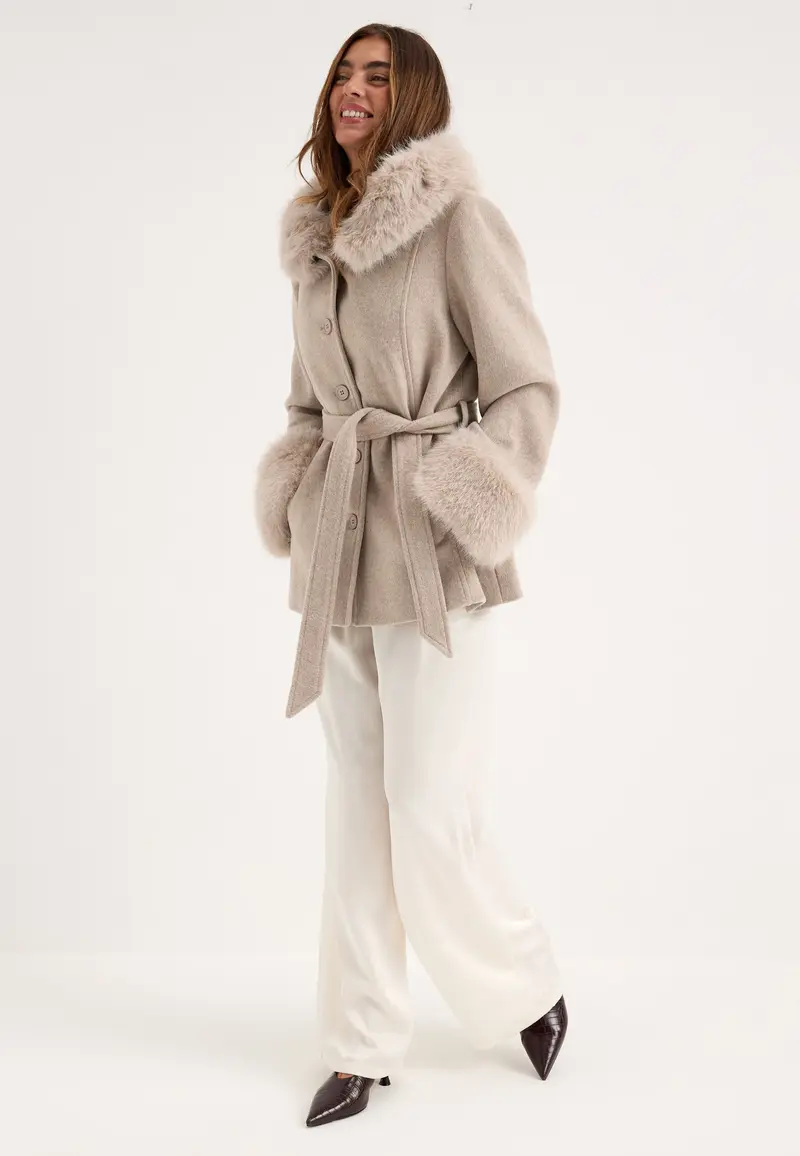 Hooded Wool Blend Coat