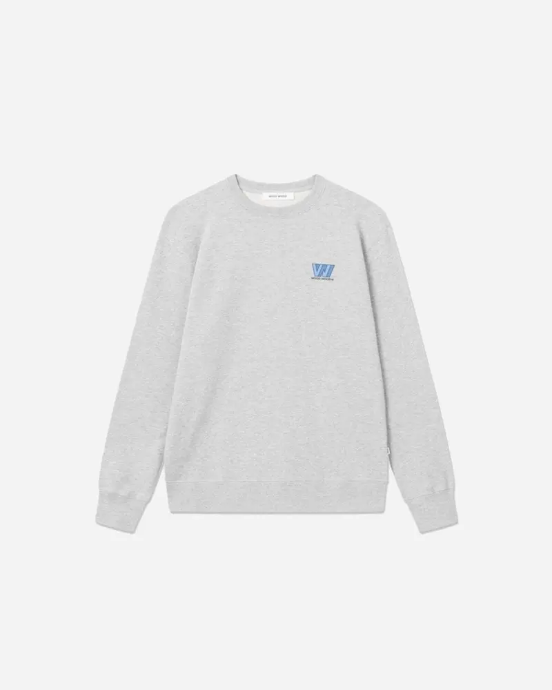 Hugh W Logo Sweatshirt - Grey Melange
