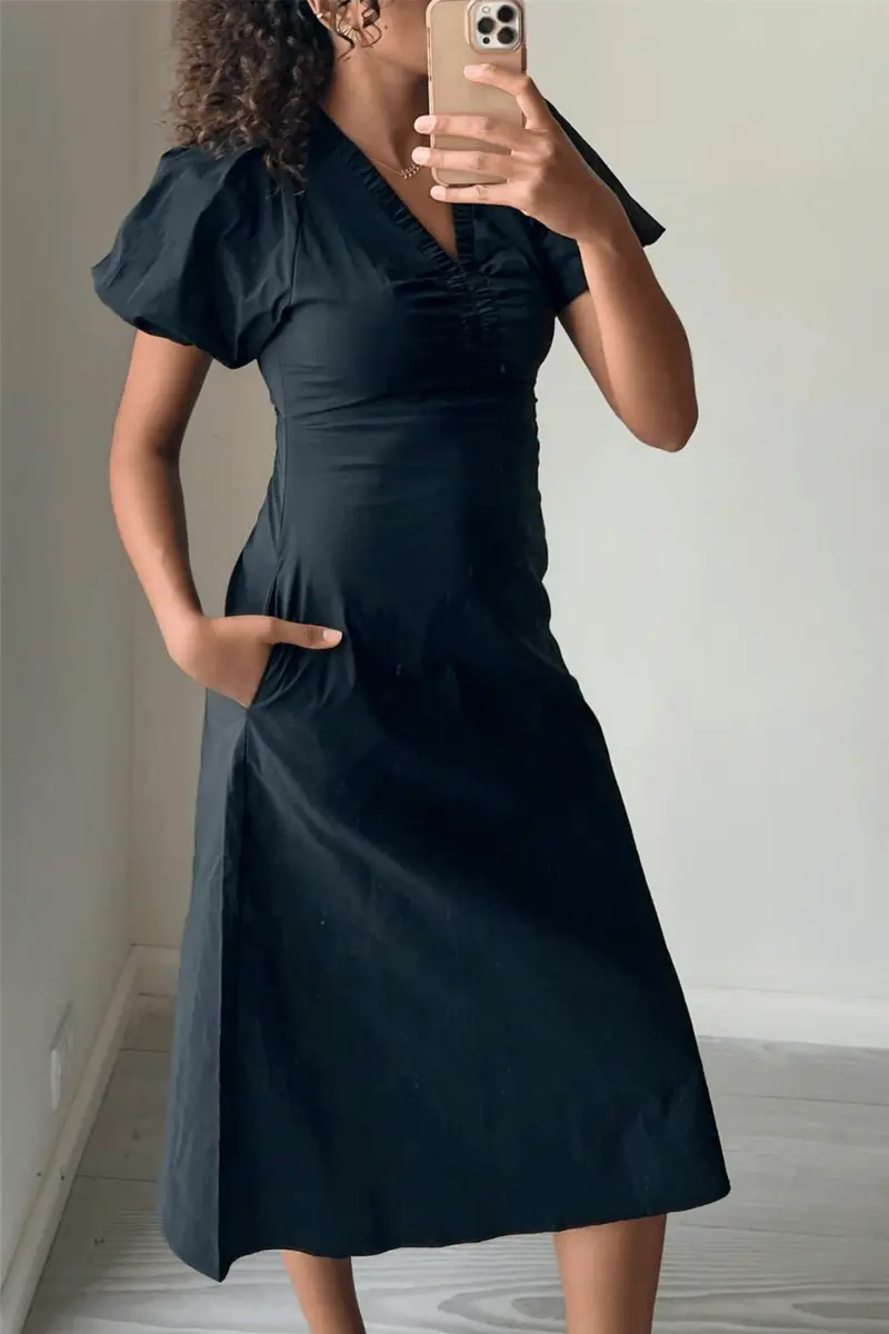 Illana Poplin Dress Black