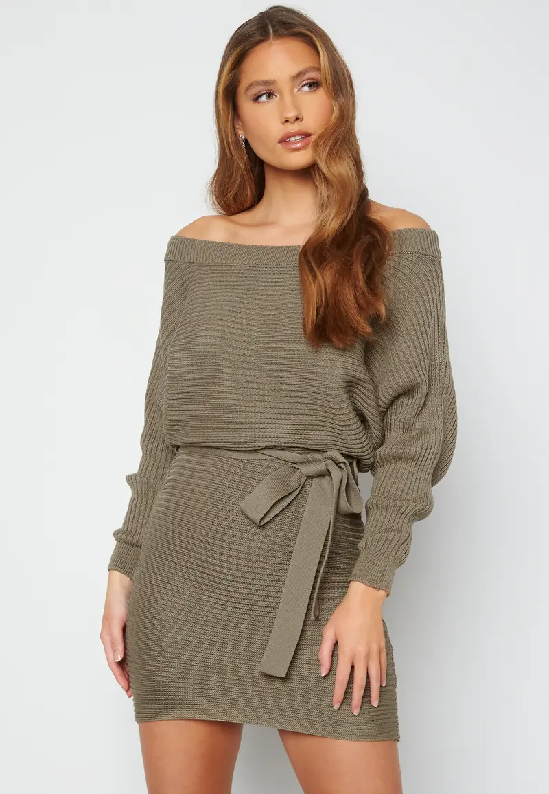 Imani knitted off shoulder dress