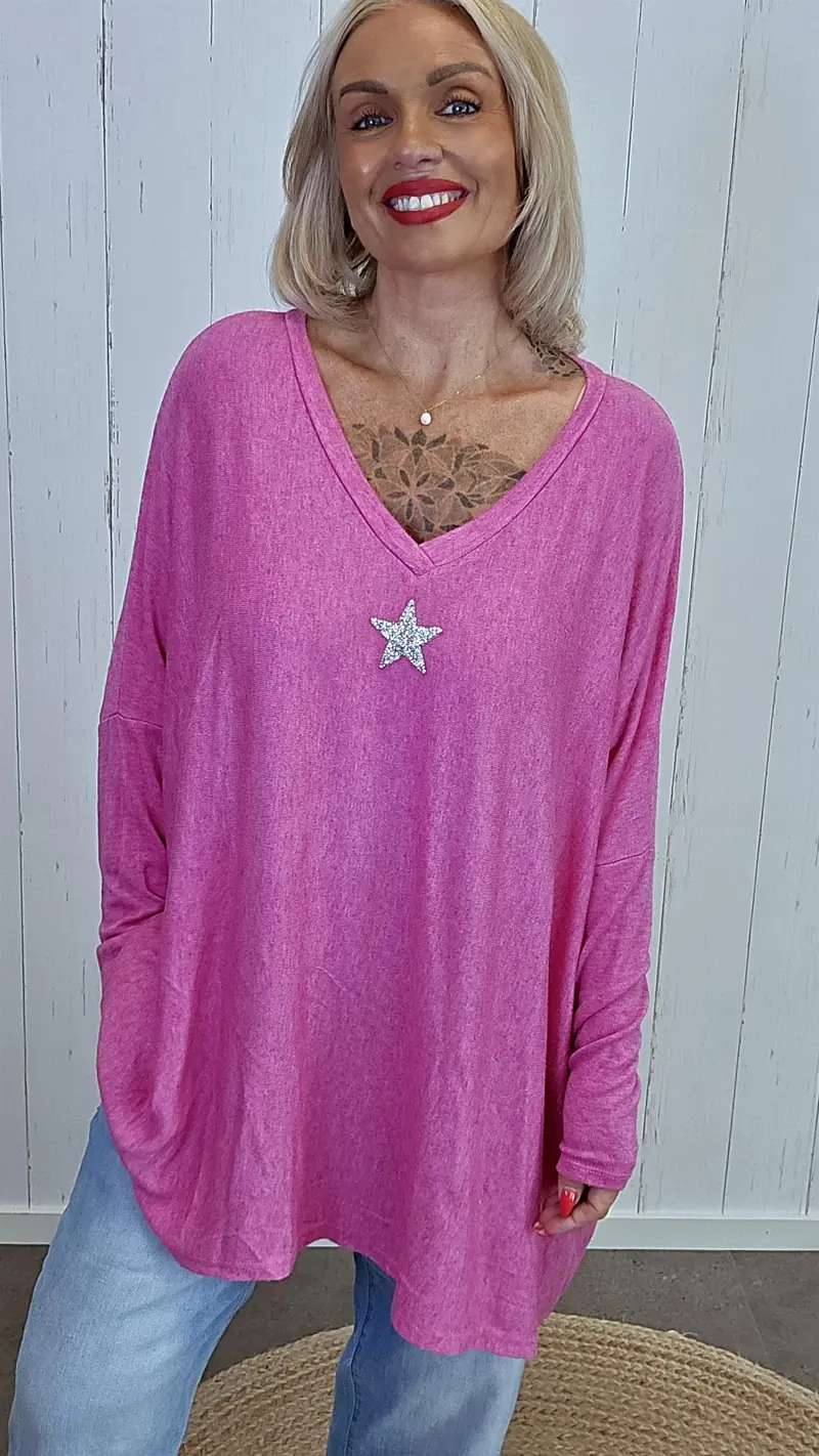 Isabelle genser med stjerne rosa