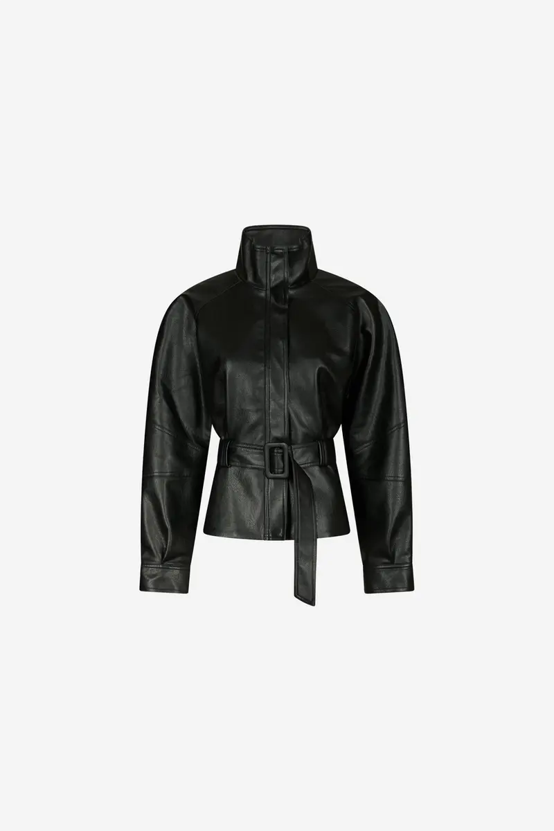 Jaclyn Faux Leather Jacket Black