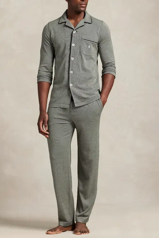Jacquard-Knit Pyjama Set Black/Cream