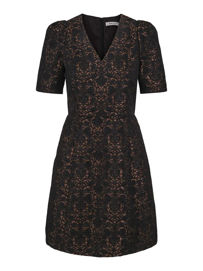 Jacquard velvet dress Gold